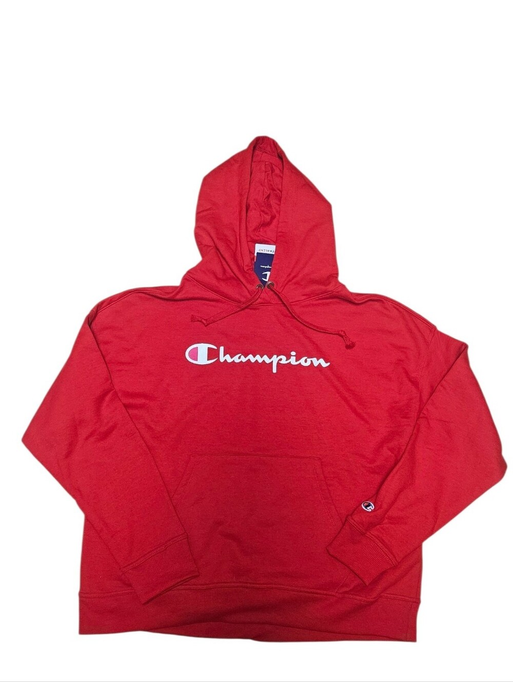 Champion Hoodie Power Blend Womens Large Loose Fit Red w/ Pink In Logo